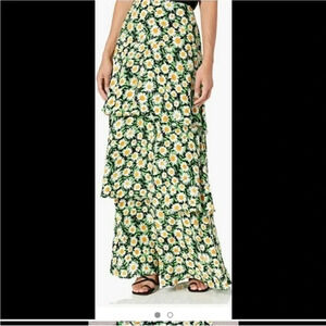 AFRM black daisy tiered maxi skirt
